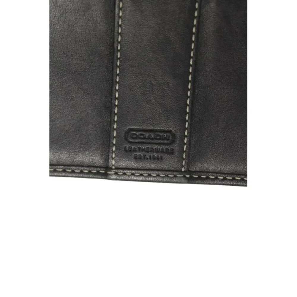 Coach Womens Leather Bi-Fold Checkbook Wallet Black